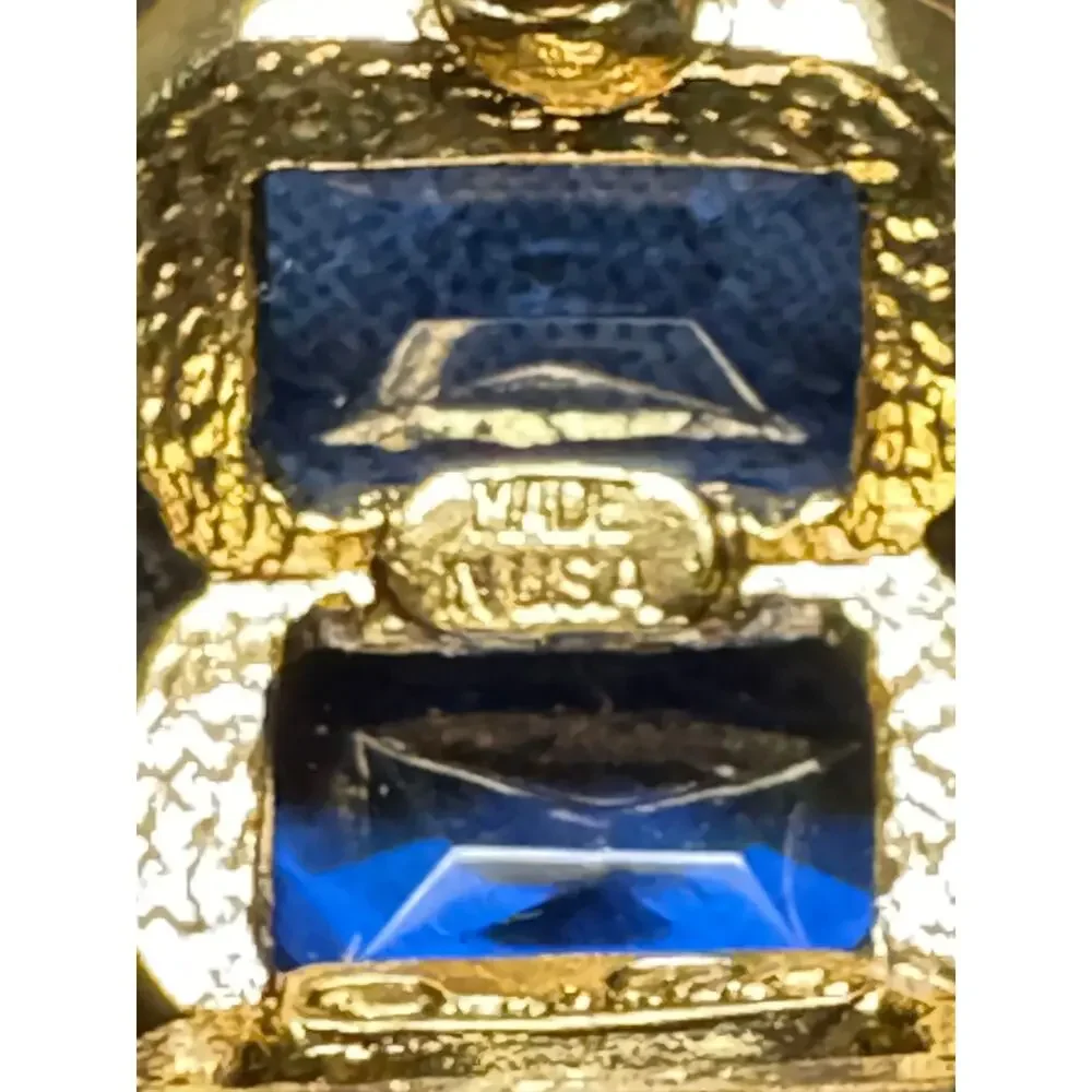 Oscar De La Renta Deep Blue Half Hoop Earrings